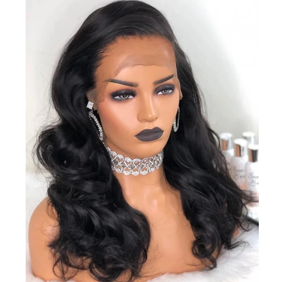 

Парик с длинными волнистыми волосами без клея, парик из синтетических волос на сетке спереди для чернокожих женщин, парики для ежедневного ...