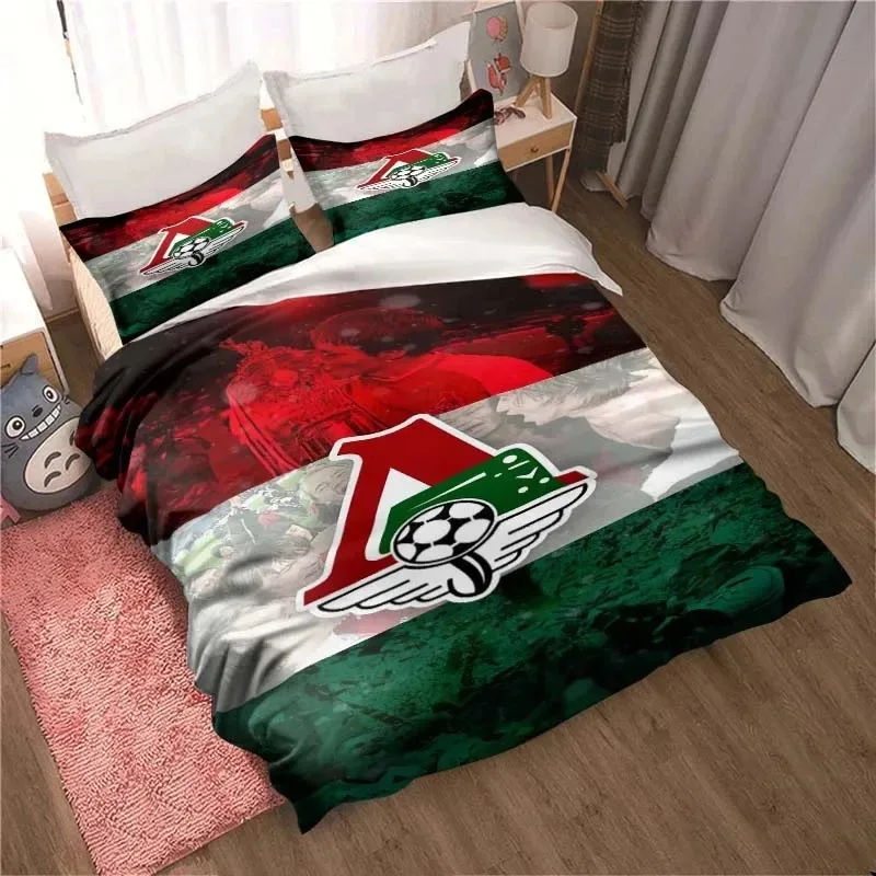 FC Lokomotiv Moscow Football Print Bedding Set Cute Quilt Cover Bed with Pillowcase Custom