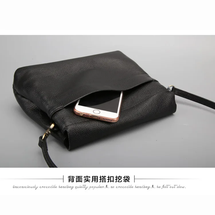New Women Head Gneuine Leather Shoulder Messenger Cross Body Black Tote Vintage Bags For Women 2023