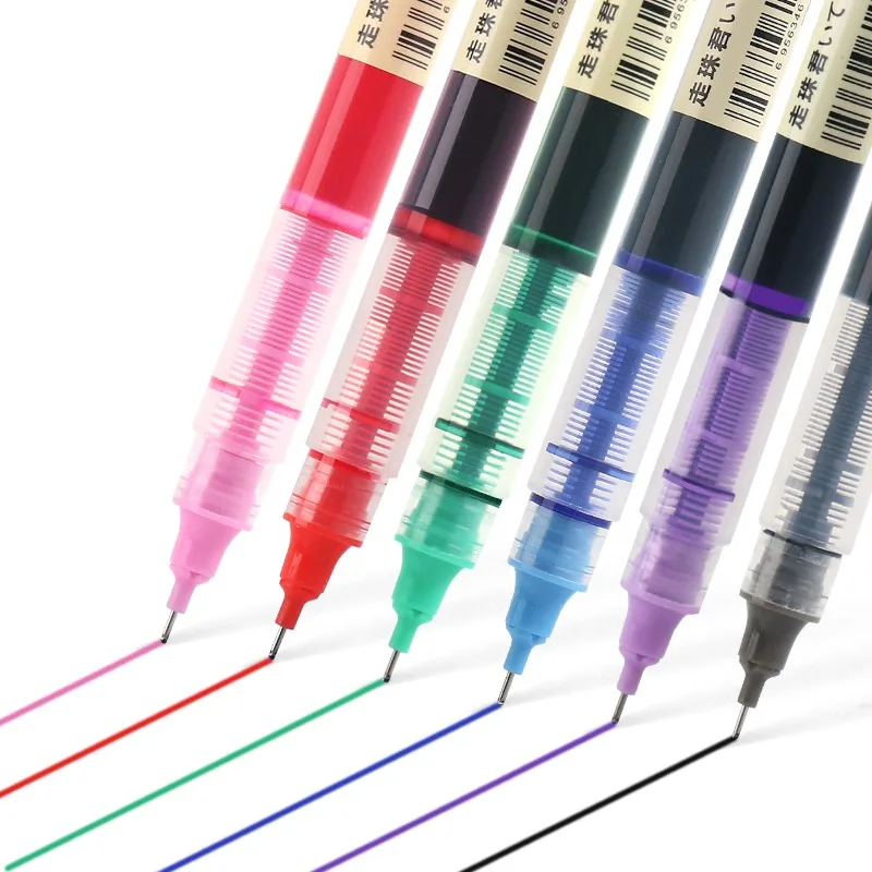 

8 Colors Ink Straight Liquid Gel Pen Set Colorful Liquid Roller Pen 0.5mm Rollerball Pens Artistic Font School Office Stationery