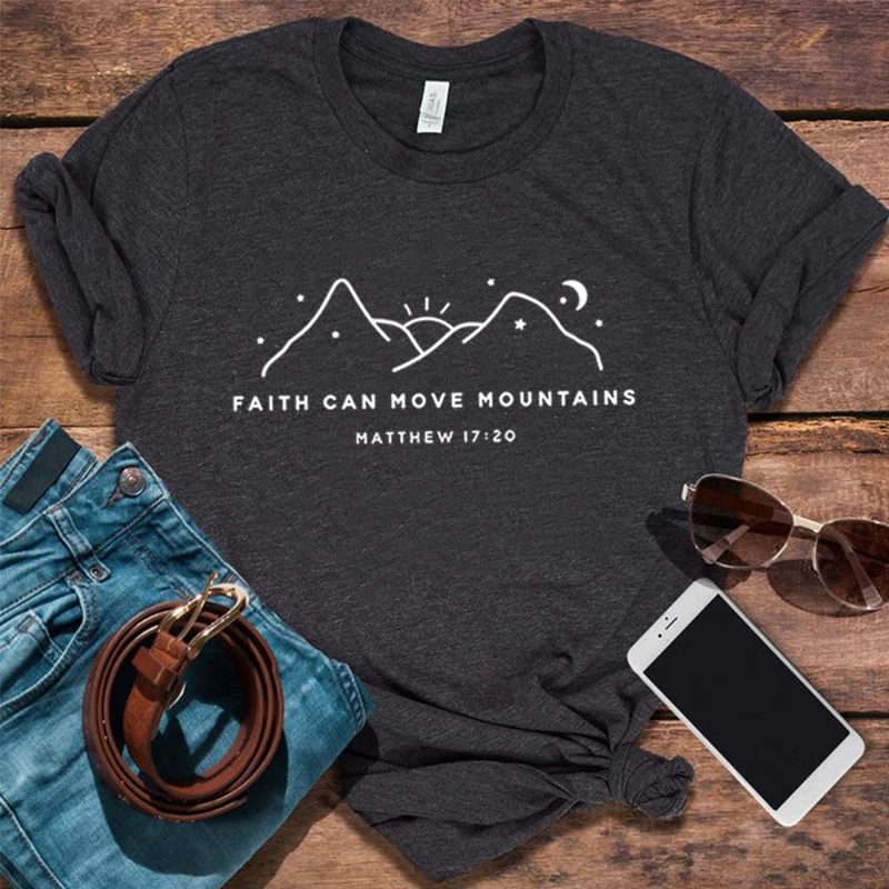 

Faith Mountains Woman Tshirts Amazing Grace Tshirt Believe Self Love Shirts Religious Graphic Tees Men Mountain Tees M