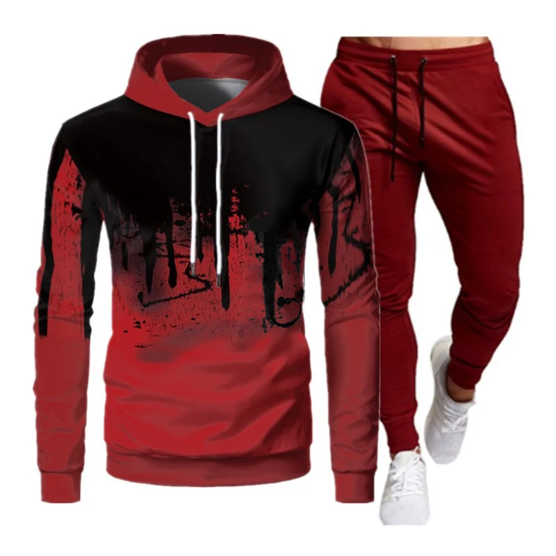 2023 Men Fashion Hoodies Sets Two Pieces Sweatshirts + Sweatpants Sports Clothing Male Loose Breathable Female Sportwear