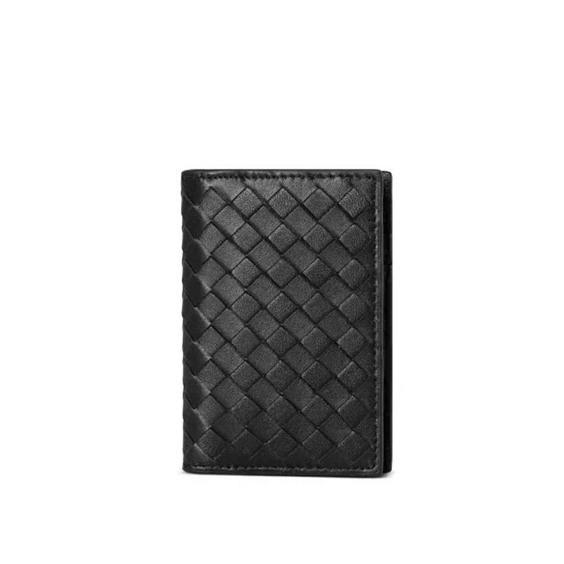 100% Sheepskin Men's Card Holder Luxury Brand Women's CardHolder Hand woven Bank Card Wallet soft Mini Simple Purse 2022 New