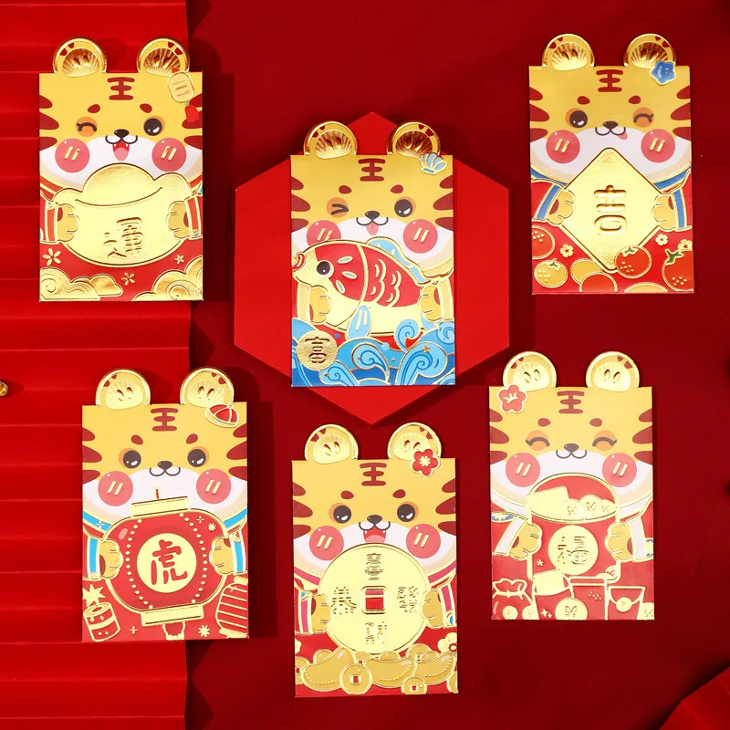 Red Pocket Envelope 36Pcs Tiger Pattern Packets 2022 Chinese New Year Deoration Spring Festival Wedding Hongbao Kids Gifts |