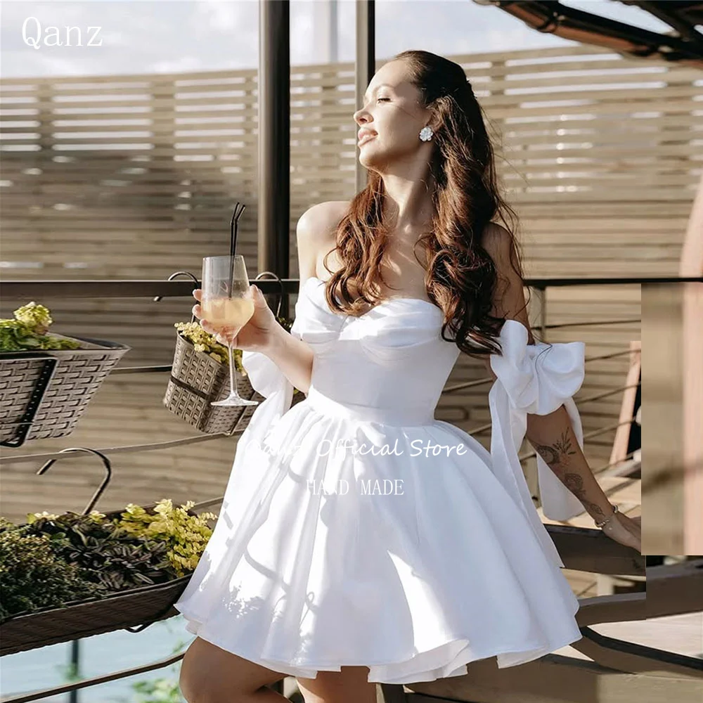 Свадебное платье QANZ белое атласное без бретелек