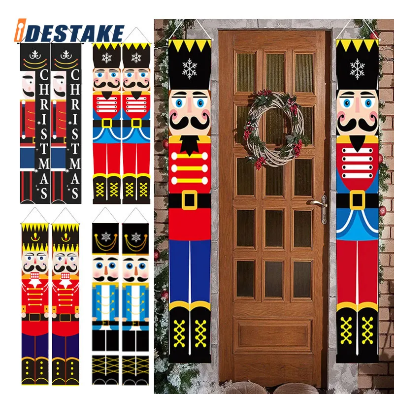 

Merry Christmas Door Porch Banner Sign Christmas Decorations For New Year Nutcracker Soldier Banner Hanging Ornaments Door Decor