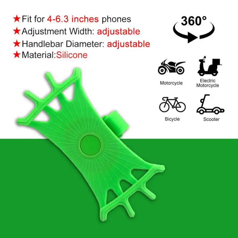 

Silicone Pull Type Bicycle Bracket Safe Silica Gel Motorcycle Stand 360 Rotatable Silicone Support For Mobile Phone Upgraded