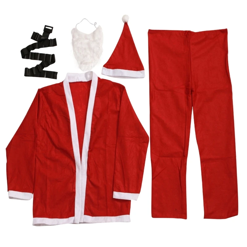 

Рождественский костюм Санта Клауса, костюм Санта Клауса, косплей Санта-Клауса, пояс для бороды, шляпа, аксессуары для рождественской сцены, шоу