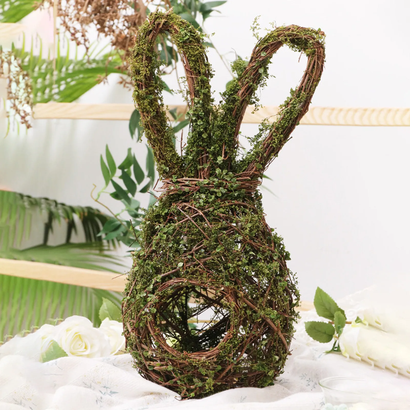 

Подвеска фотография ротанговый Кролик Пасхальный природный круг реквизит украшение птица настольное украшение