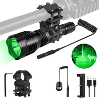 uniquefire hs 802 green light xre led flashlight 3 modes full set portable torch long beam distance waterproof hunting fishing
