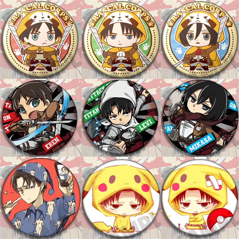 

9pcs Anime Badge Attack on Titan: Before the Fall Levi Eren Yeager Pin Broooh Button