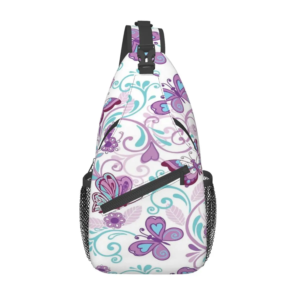 

Lovely Purple Butterflies & Curlicues Chest Bag Fashionable Polyester fabric Out Cross chest bag Multi-Style