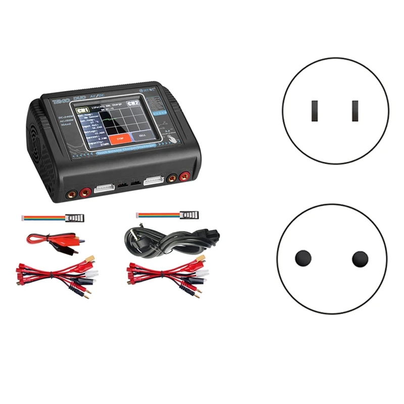 

HTRC T240 Lipo Charger Dual Channel AC 150W DC 240W Touch Screen Balance Charger Discharger For RC Models Toys