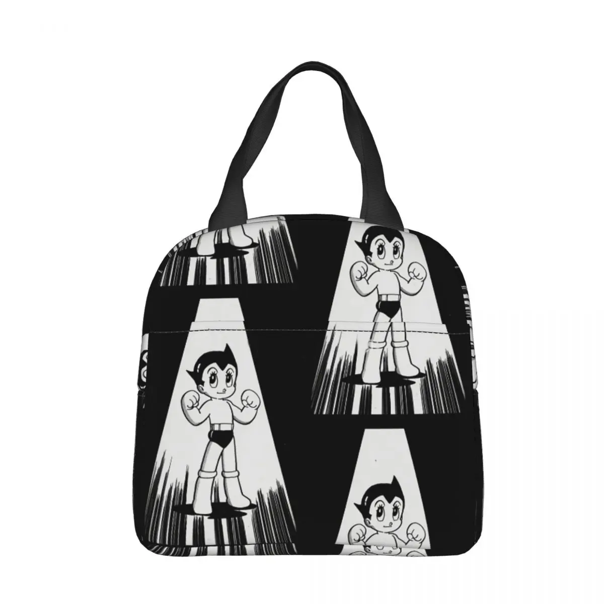 

Черно-белая изолированная сумка для ланча Astro Boy аниме женская детская сумка-холодильник термальный Портативный Ланч-бокс сумка для льда
