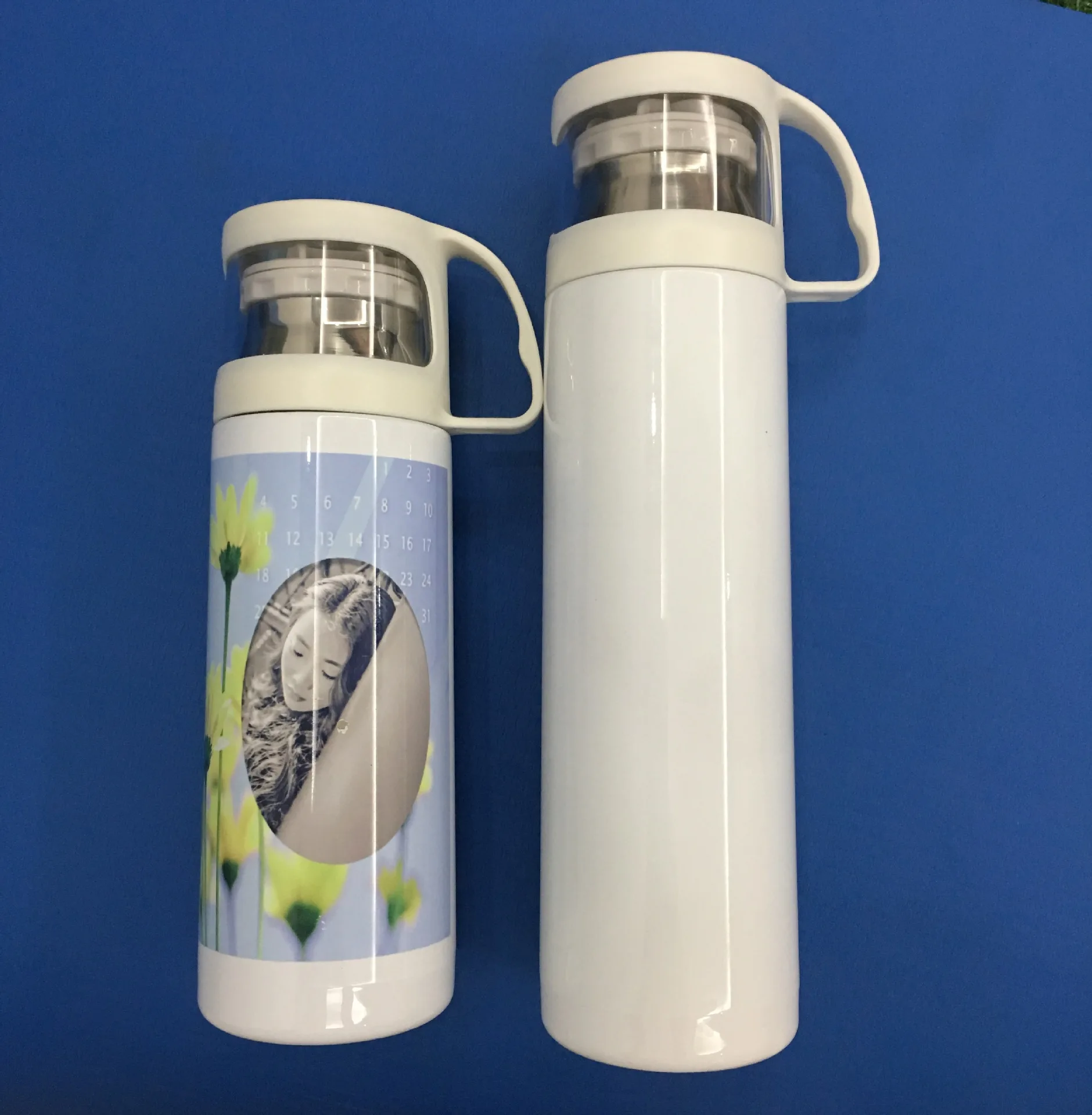 

Customizable Stainless Steel Vacuum Flask with DIY Heat Transfer Printing and Transparent Lid for Beverages Water Bottles