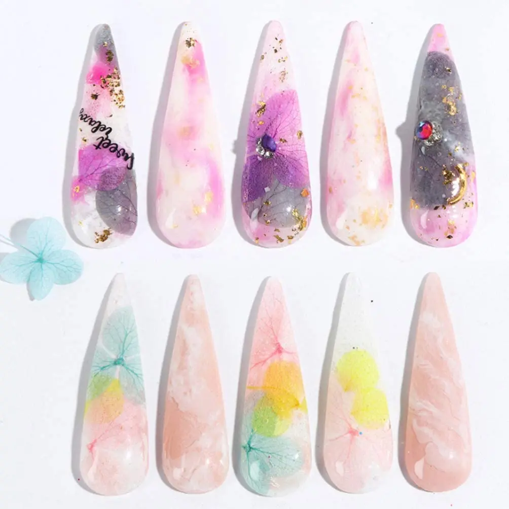 Набор сушеных цветов 300 дизайн ногтей Смешанная форма 3D сушеный цветок яркий