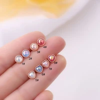 piercing stud earrings for women korean style simple round color zircon rose gold color christmas accessories jewelry gift