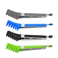 food grade silicone pasta tongs non slip stainless steel pasta tongs kitchen tools barbecue tool accessories