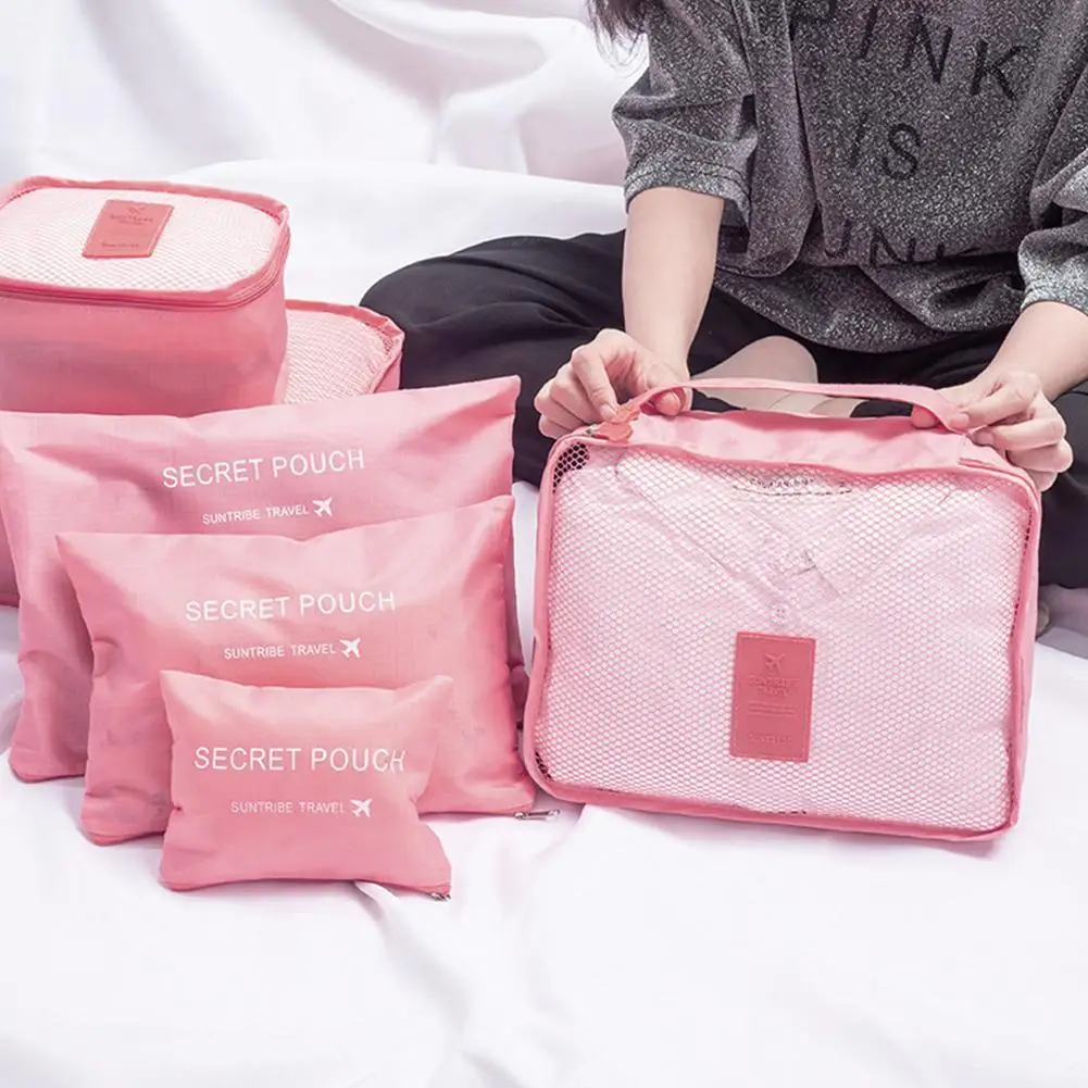 

6 Pack Travel Organizer Set Clothes Luggage Organizer Bag Bag Bag Wardrobe Suitcase Storage Packing Travel Shoes Cubes T3O2