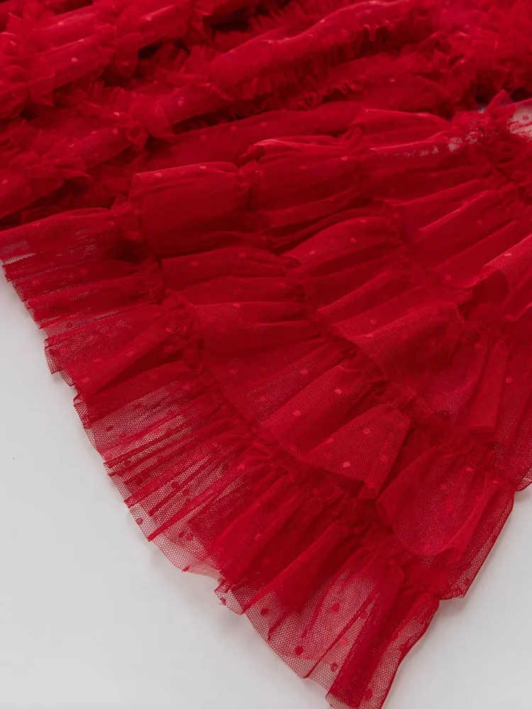 Женское винтажное платье в горошек с круглым вырезом и рукавом-фонариком