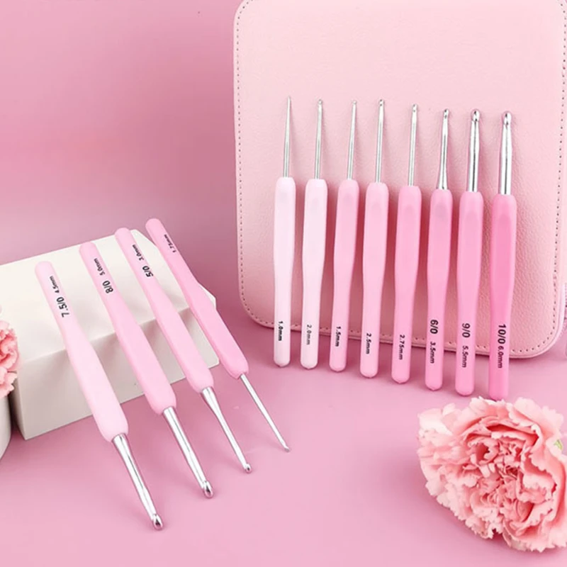 

Набор ручек для вязания крючком, алюминиевые вязальные спицы, плетеная пряжа для рукоделия, вязальные инструменты среднего размера