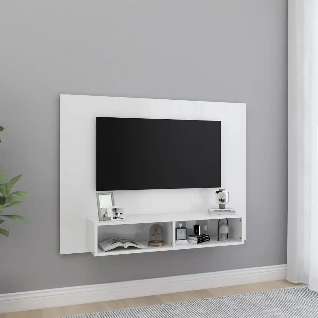 

Glossy white wall TV cabinet 120x23,5x90 cm chintered