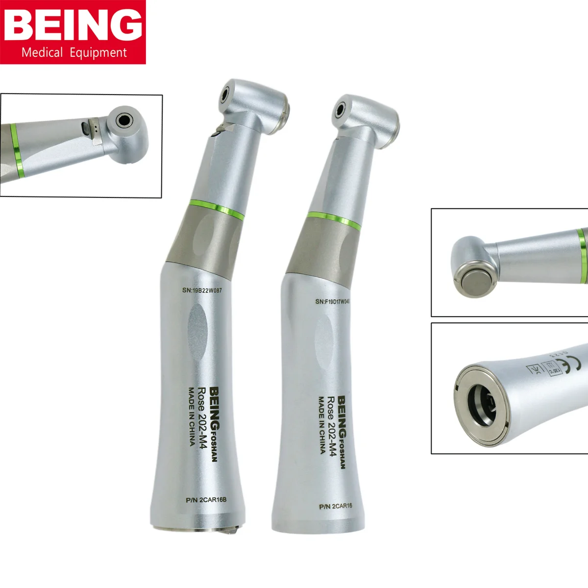 BEING Dental 16:1 Reduction Low Speed Handpiece Push Button Contra Angle Endodontic Rose 202CAR16/202CAR16B