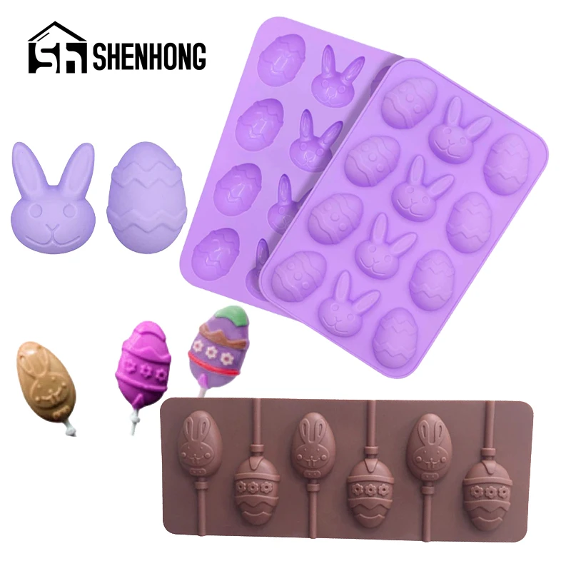 

Форма SHENHONG для шоколада в виде пасхальных яиц, силиконовые формы в виде Пасхальных Кроликов, Кондитерские украшения, инструменты для выпечк...