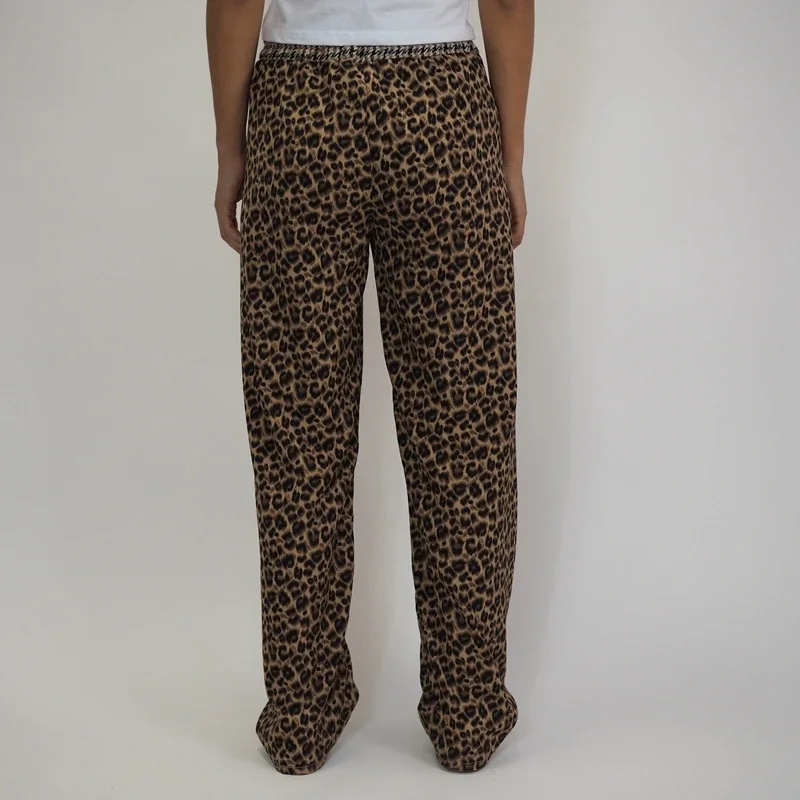 Y2K Boyfriend Trousers Leopard Print High Waist Long Pants Retro Women Chic Fashion Wide Leg Vintage Grunge Streetwear