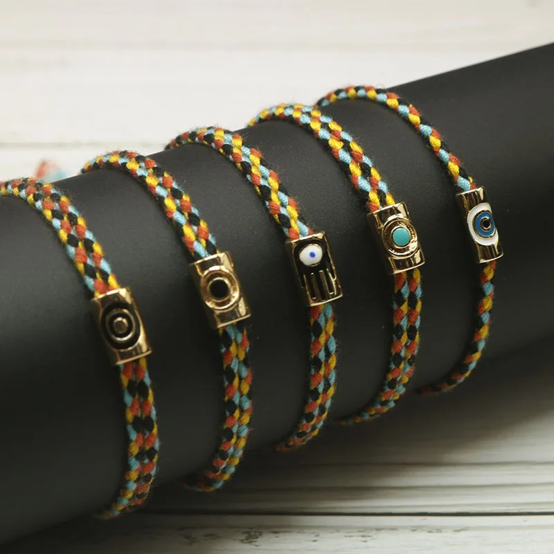Этно-циркониевый браслет ручной работы Женский Плетеный эмалированный амулет на
