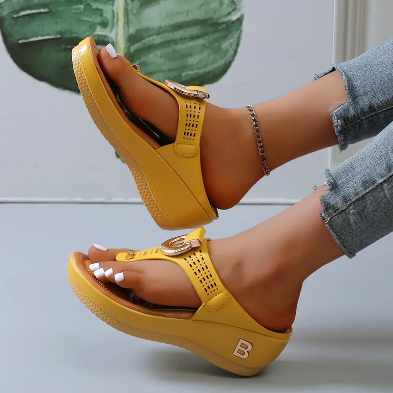 

Women Sandals Wedge Heels Flip Flops Summer Elegant Shoes Platform Elegant Wedges Soft Bottom Slipper Plu Size Footwear Beach