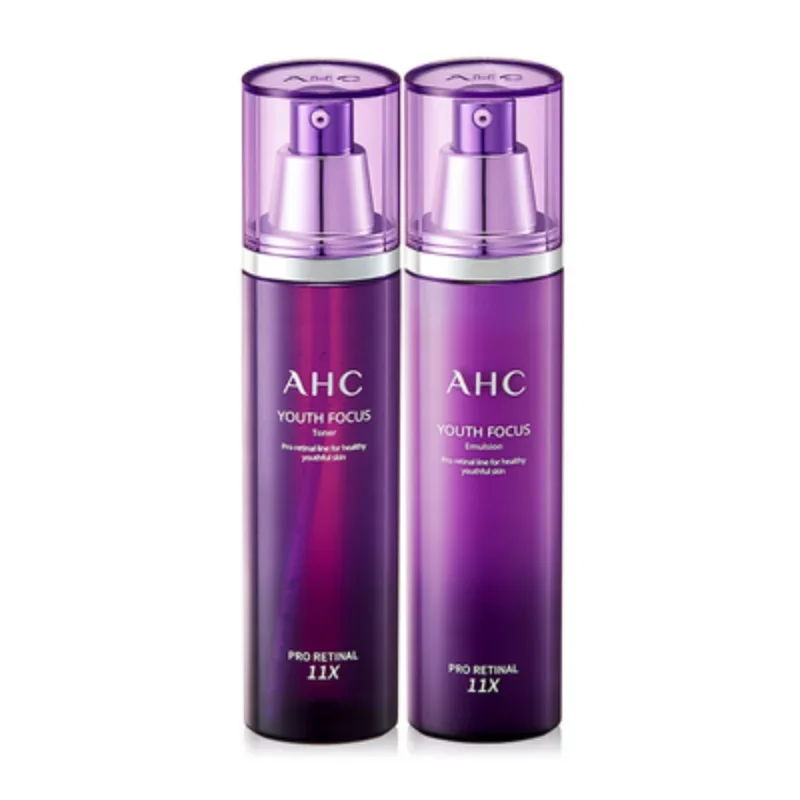 

Korean original cosmetics AHC youth focus toner 65ml and emulsion 65ml pro retinal set Moisturizing soothing Anti-wrinkle sample