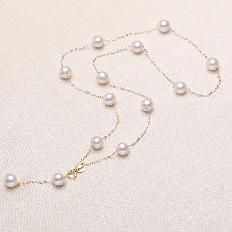 

Natural Freshwater Pearl G18K Gold Necklace Gypsophila Clavicle Chain Necklace Small Design High Fashion Light Luxury Jewelry SP