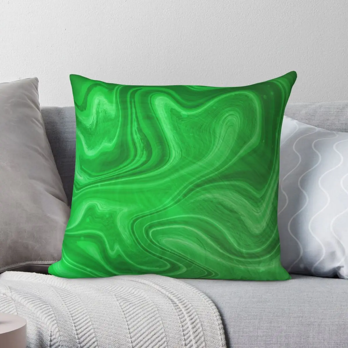 

Green Swirl Marble Square Pillowcase Polyester Linen Velvet Pattern Zip Decor Throw Pillow Case Sofa Seater Cushion Cover 18"