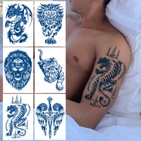 lion tiger cool temporary tattoo sticker fashion wolf waterproof animal body art arm fake removable tatoo men women personality