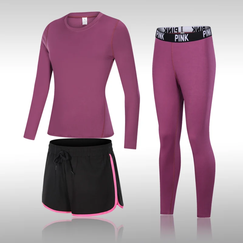 

Women's Sportswear Yoga Sets Jogging Clothes Gym Workout Fitness Training Sports Thermal T-Shirts+Running Pants Leggings Suit