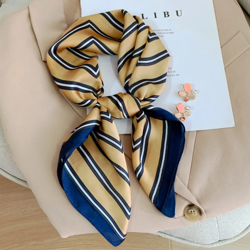 

70X70CM Silk Scarves Four Seasons Fashion Print Kerchief 2022 Style Sunscreen Small Scarf Popular Beach Travel Square Headcloth