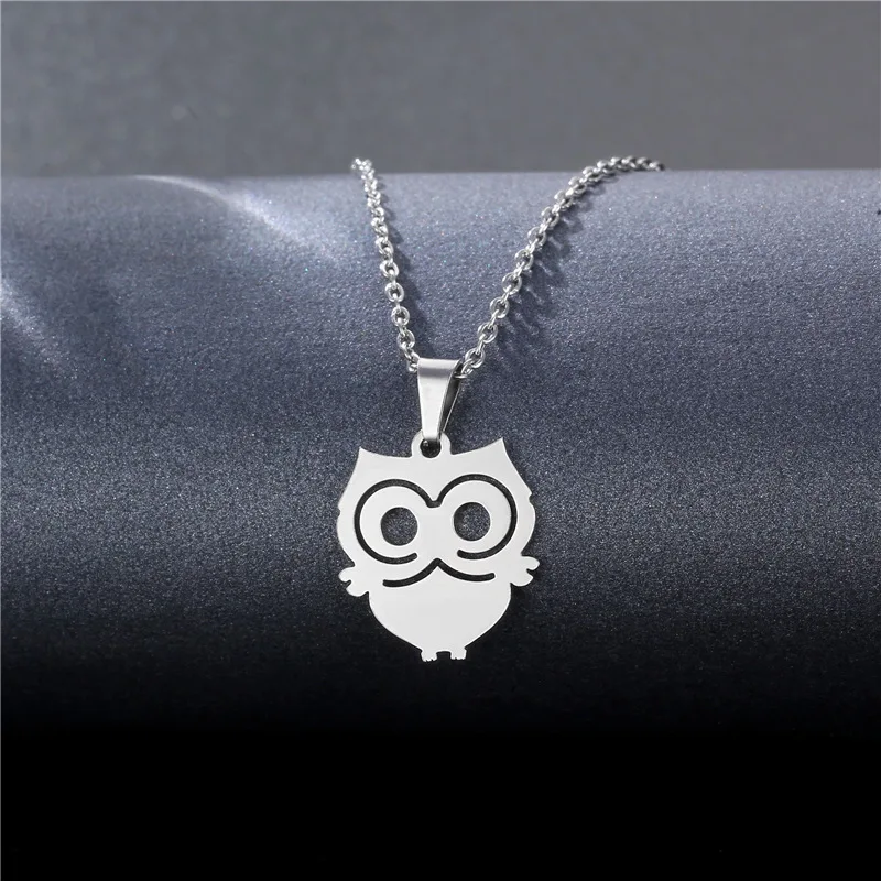 

Titanium Owl Necklace Stainless Steel Necklace For Women Man Lover's Owl Silver Color Pendant Necklace Engagement Jewelry