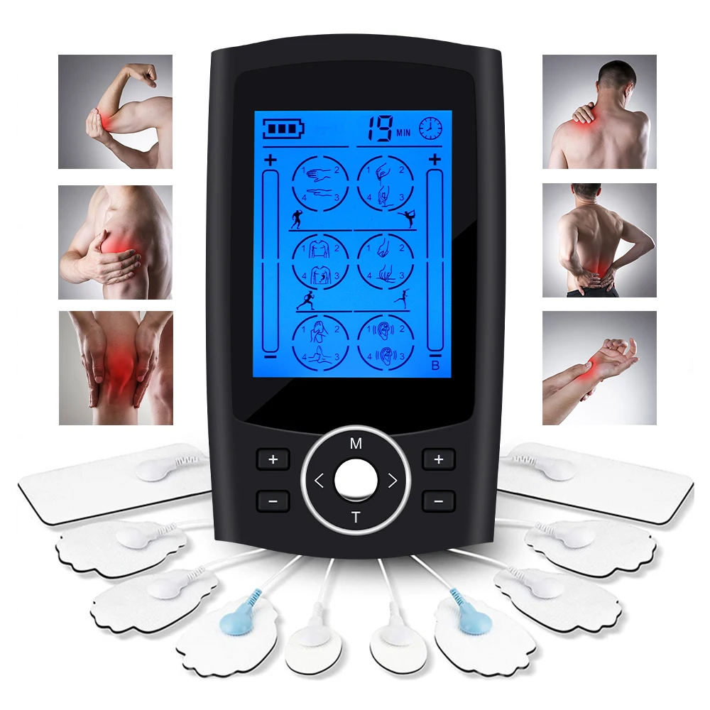 

Rechargeable 16/24 Modes Electronic Pulse Massager EMS TENS Unit Muscle Stimulator Pain Relief Therapy with Electrode Pads
