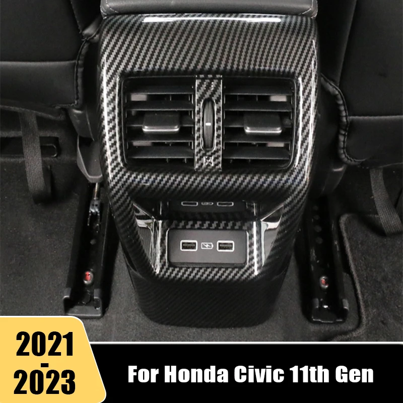

For Honda Civic 11th Gen 2021 2022 2023 ABS Car Rear Air Conditioning Vent Outlet Decorative Frame Trim Stiker Cover Accessories