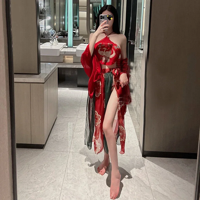 Женское традиционное китайское платье искусственное фартук костюм сексуальное
