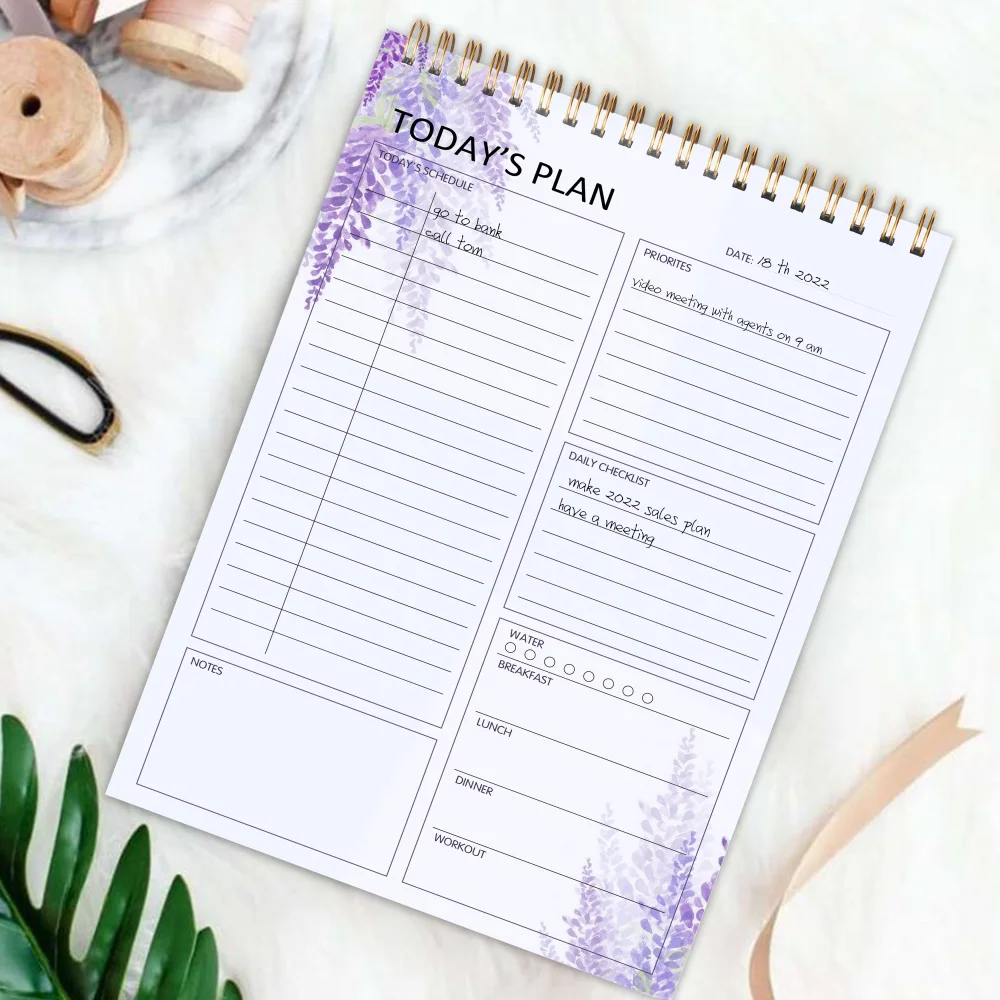 To Do List Notepad Undated Daily Planner To Do List Notebook Spiral Checklist Pad Productivity Organizer with Goals Meal Plan