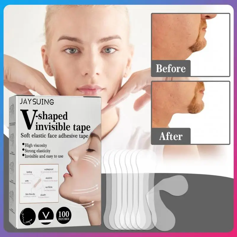

ELECOOL100psc/box Waterproof Invisible V Face Makeup Adhesive Tape Breathable Lift Face Sticker Lifting Tighten Chin Jaw Shape