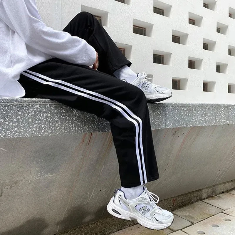 

Oversized 4Xl Stripe Casual Women Sweatpants Fashion Harajuku Korean Loose Straight Trousers Hip Hop Streetwear Wide Leg Pants