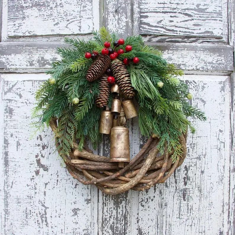 

Christmas Wreath Farmhouse Boho Garland Bell Garland Door Hanging christmas tree ornaments hanging ornaments christmas