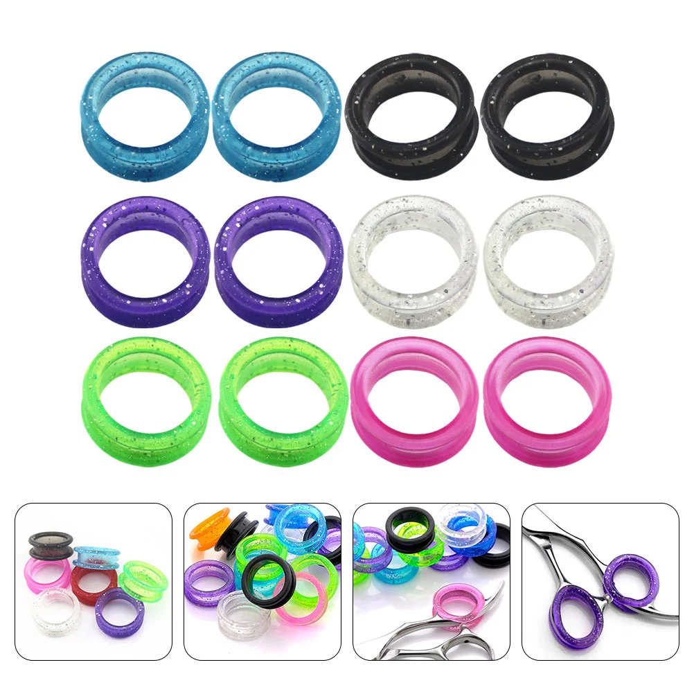 

12pcs Finger Ring Scissors Scissor Rings Silicone Shears Inserts Grooming Grips Dog Shear Hair Pet Thumb Handheld Skid Rings