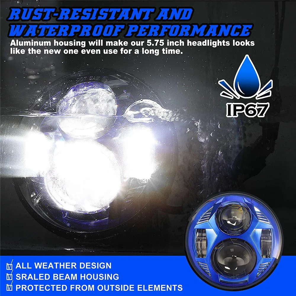 Круглые светодиодные фары 5 75 дюйма совместимые с Harley Dyna Street Bob Softail Sportster Iron 883 1200