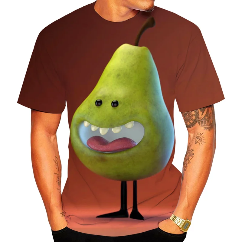 

Summer 2022 3D Fruit Pear Print T-Shirt Men Women Fashion Cute Casual O Neck Short Sleeves