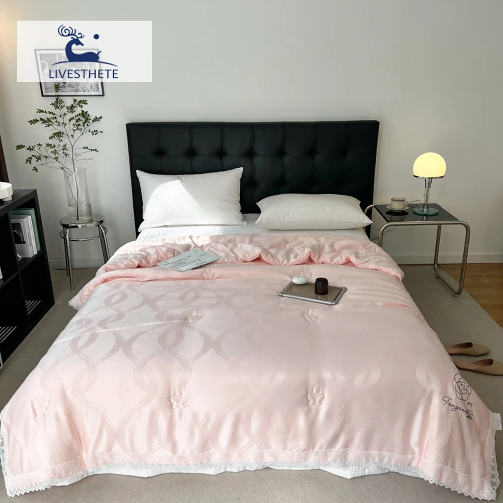 Женское розовое одеяло Liv-Esthete из 100% натурального шелка |