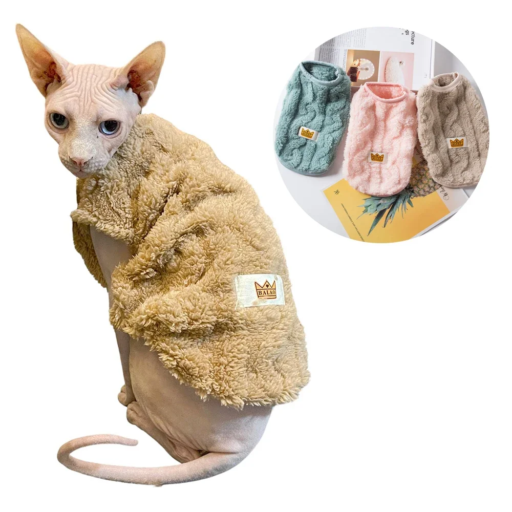 

Autumn Winter Cat Clothes Soft Cozy Warm Fleece Sphynx Costume Puppy Kitten Jacket Coat Pet Sweater for Small Dogs Clothing